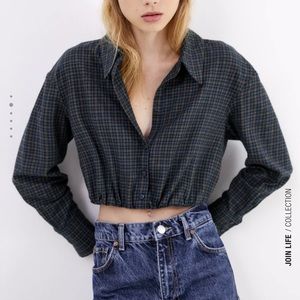 Zara Plaid Cropped Shirt